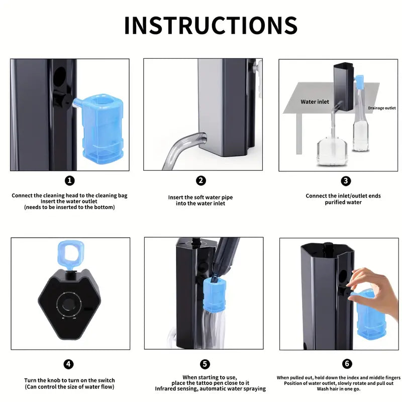 Tattoo needle cleaner with adjustable water flow