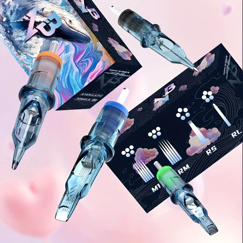 (TN50-BW-M1)50PCS/set Blue Whale tattoo ink cartridge needles
