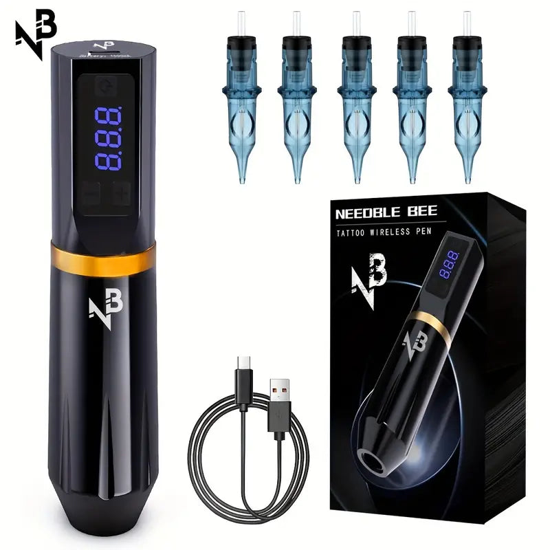 (TP-02)Wireless Tattoo Machine Kit+5PCS Needles