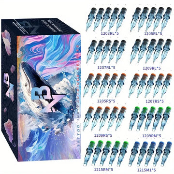 (TN50-BW-RL)50PCS/set Blue Whale tattoo ink cartridge needles