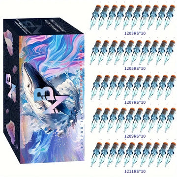(TN50-BW-RS)50PCS/set Blue Whale tattoo ink cartridge needles